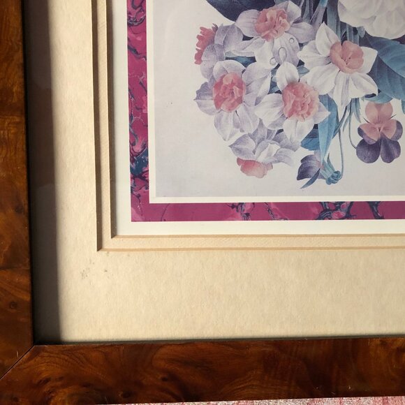 1989 Portal P J Redoute litho print Boquete de Camelias Narcisses Pansees framed - Picture 3 of 6